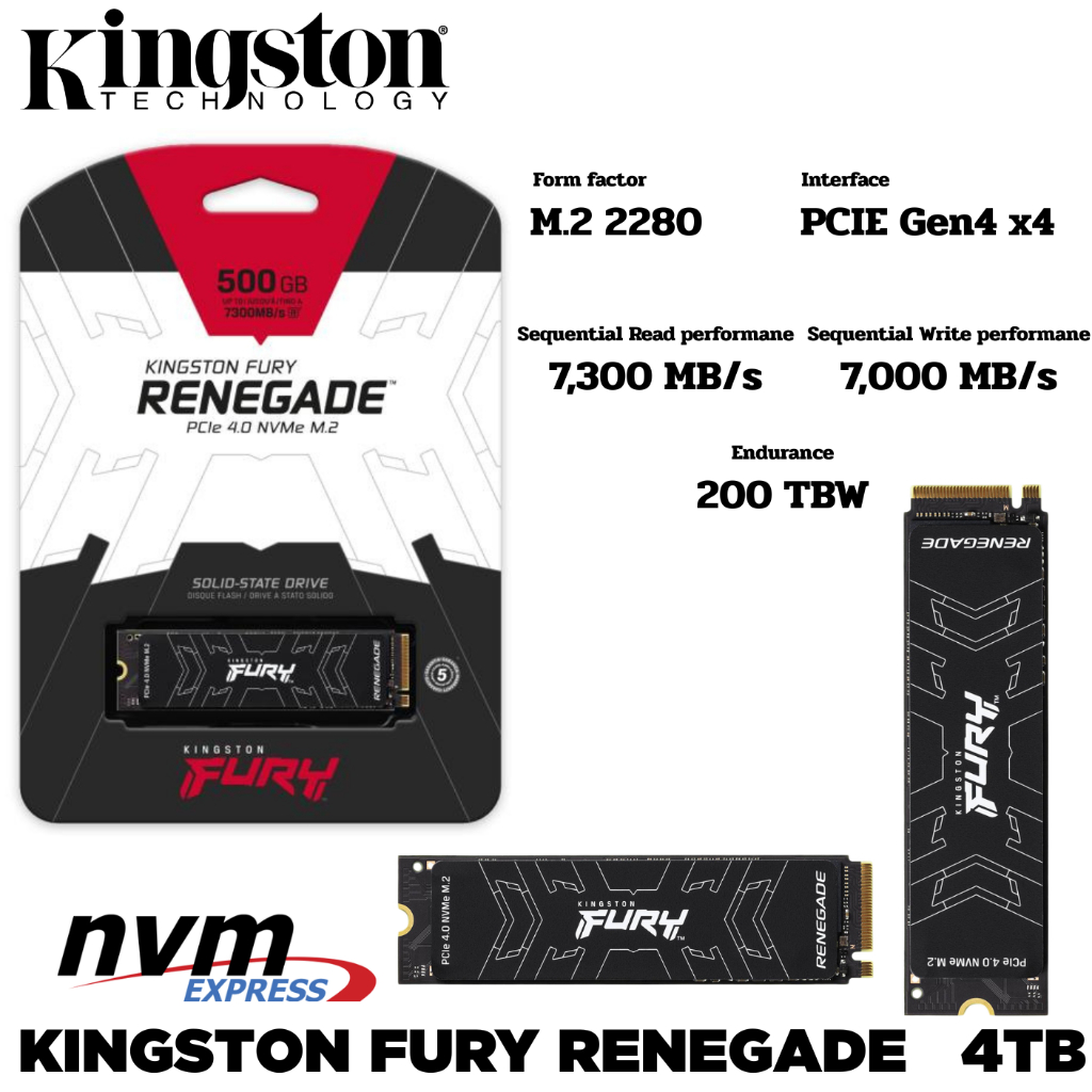 M.2 4 TB SSD (เอสเอสดี) KINGSTON FURY RENEGADE - PCIe 4x4/NVMe M.2 2280