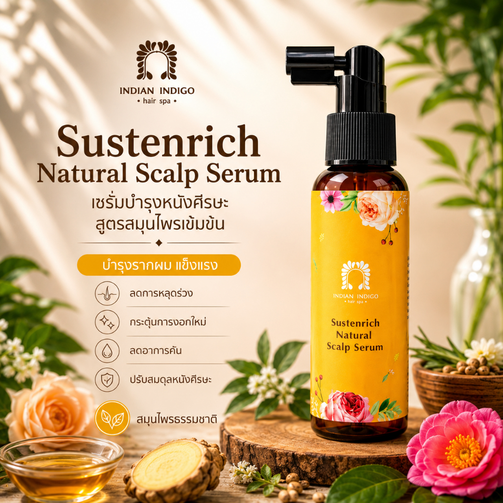 เซรั่มบำรุงหนังศีรษะ  INDIAN INDIGO ลดผมร่วง ผมบาง รากผมแข็งแรง Sustenrich Natural Scalp Serum 100ml