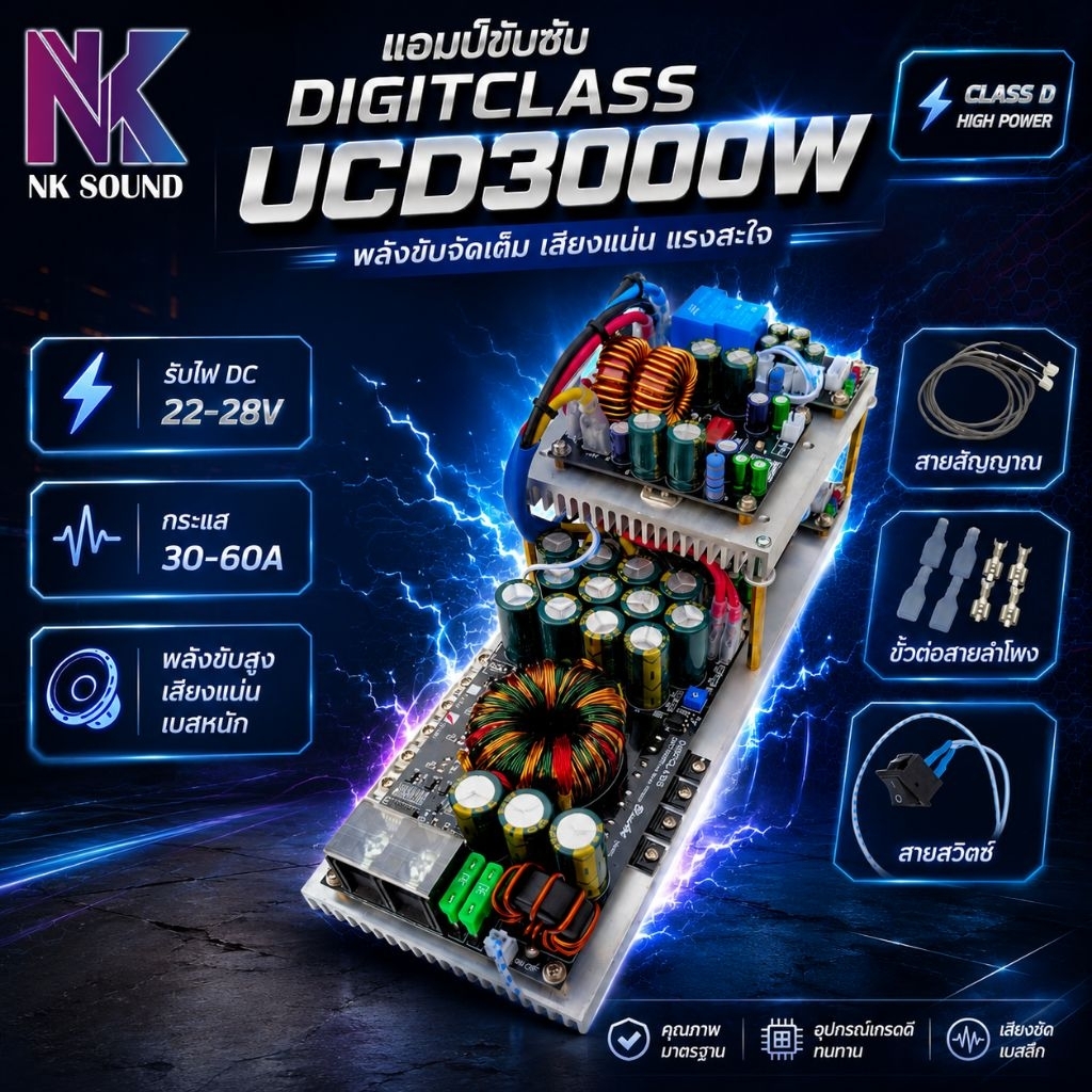 แอมป์ Digitclass UCD3000W รุ่นโมเพิ่มมอสเฟสจาก4 ตัวเป็น 6ตัว และแนวเสียงใหม่ที่ดีกว่าเดิม 2P แอมป์ขับซับกำลังสูงClass-D