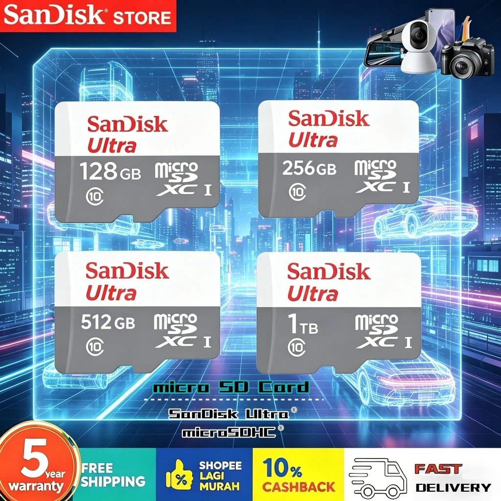 เมมโมรี่การ์ด SanDisk Ultra ของแท้ 100% ประกัน 5 ปี ความเร็วสูง เข้ากับอุปกรณ์หลายชนิด เล่นเกมมือถือลื่น ไม่ค้างสำหรับกล