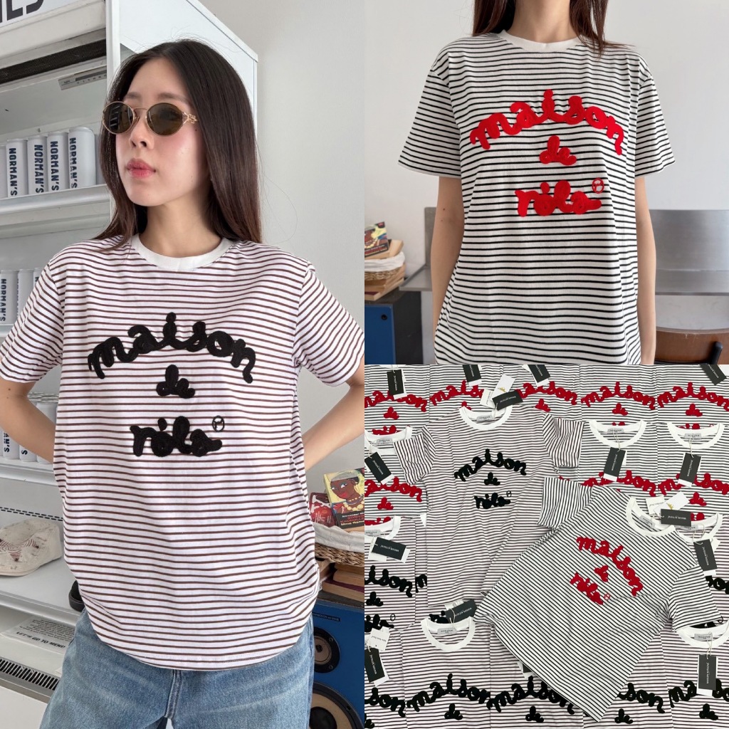 🍊 VL 5288 เสื้อยืดคอกลมแขนสั้น ปักนูน น่ารักมากกกๆ