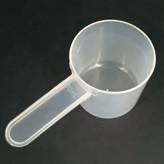 ช้อนตวงพลาสติก 35กรัม ใส ก้นแบน ขนาด 70mL.- 35g/70mL Plastic measuring spoon Flat-Bottomed