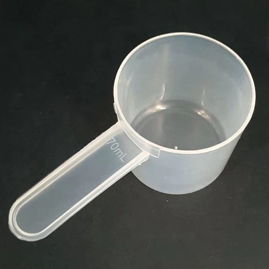 ช้อนตวงพลาสติก 35กรัม ใส ก้นแบน ขนาด 70mL.- 35g/70mL Plastic measuring spoon Flat-Bottomed