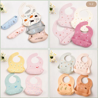 Ableme กันเปื้อนซิลิโคนสำหรับเด็ก ผ้ากันเปื้อนเด็ก ลายการ์ตูน ลายแมวน้อย ลายสัตว์น่ารัก