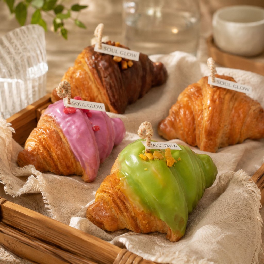 เทียนครัวซองต์ Croissant Candle เทียนหอมแฟนซี ของขวัญน่ารัก ของแต่งห้อง Handmade by Soul Glow