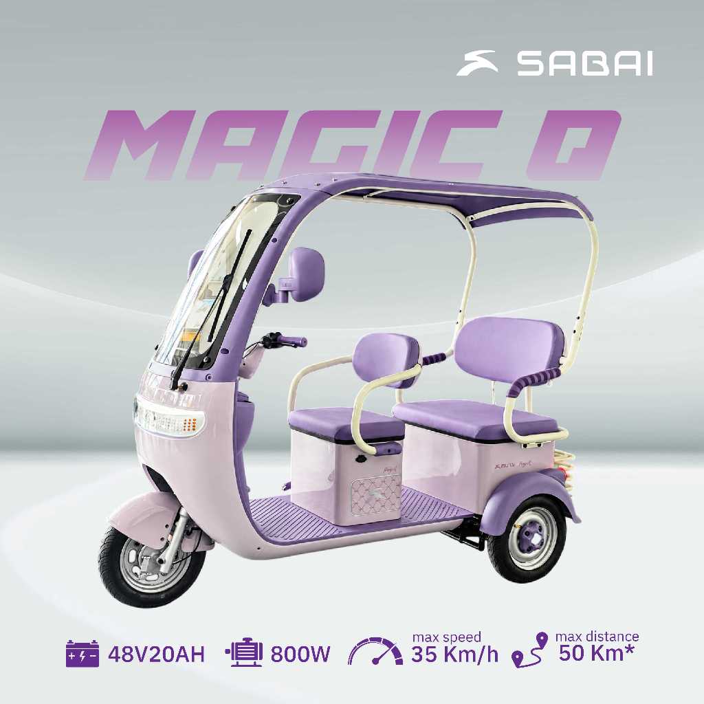 SabaiMall-MagicQ รถไฟฟ้า3ล้อรุ่นใหม่ หลังคากันแดดกันฝน มอเตอร์800W แบต 48V20AH วิ่งได้ 50KM รับน้ำหนัก 250KG