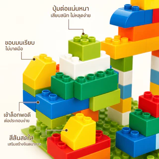 BM ถังบล็อกตัวต่อใหญ่ ต่อได้ร้อยแบบ เสริมIQ DIY สนุกสร้างสรรค์ ของเล่นเด็กต่อชิ้นส่วน เพิ่มจินตนาการ