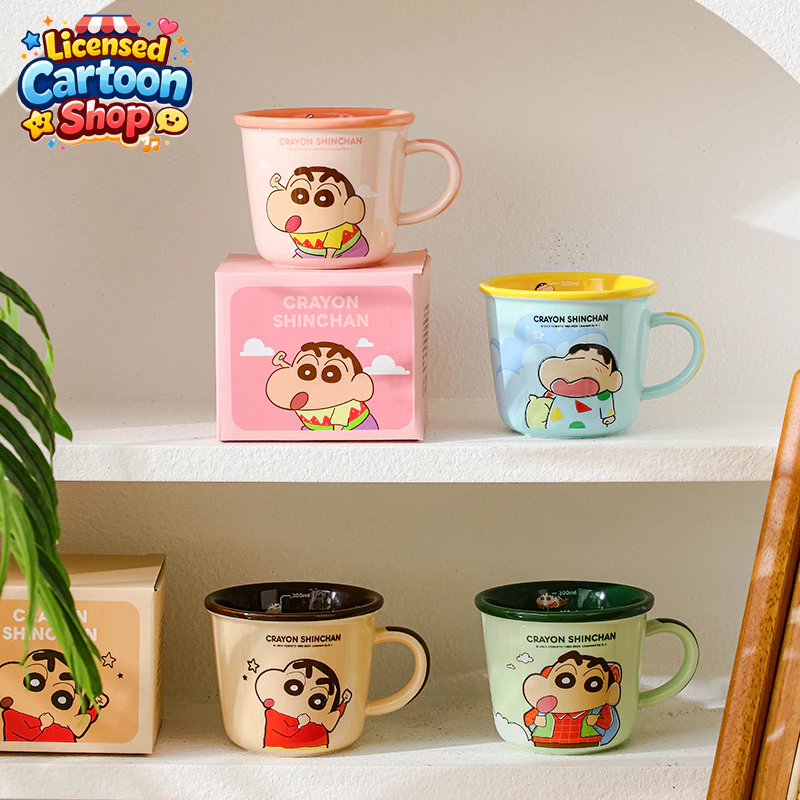 【ของแท้】Shinchan ชินจัง แก้วเซรามิก 340ml แก้วกาแฟลายน่ารัก พร้อมกล่องของขวัญ ของขวัญวันเกิด