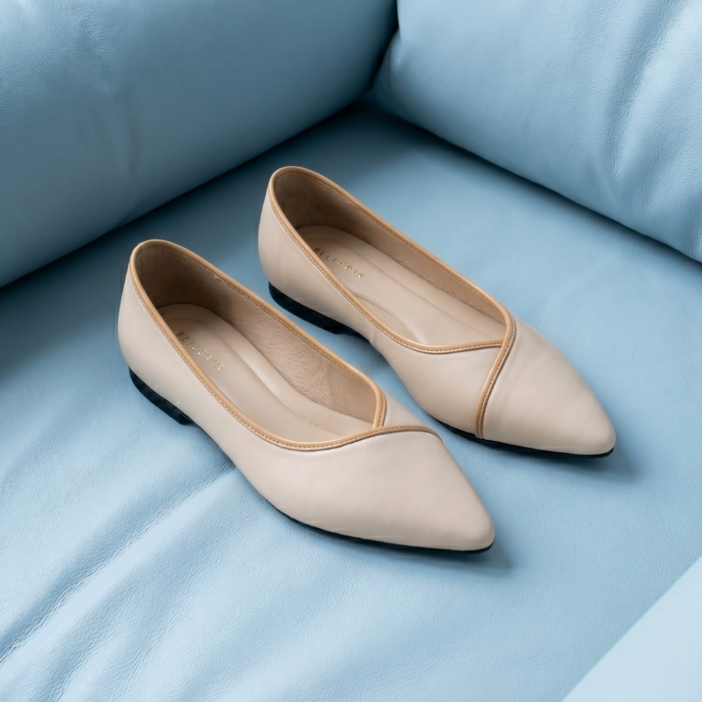 HaloBangkok รองเท้า Flat Shoes หนังไมโครไฟเบอร์ รุ่น LA39994