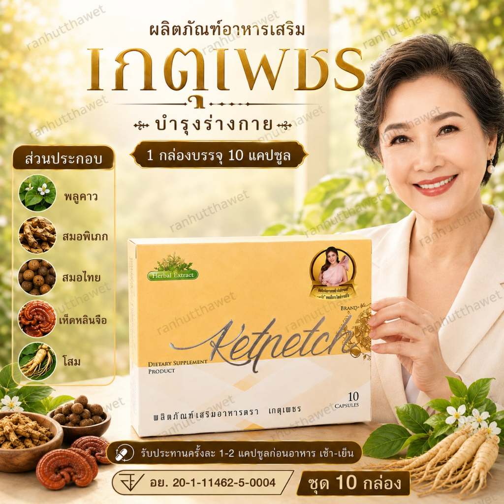 เกตุเพชร สมุนไพรอาหารเสริม📌 ชุดสุดคุ้ม👉 10 กล่อง