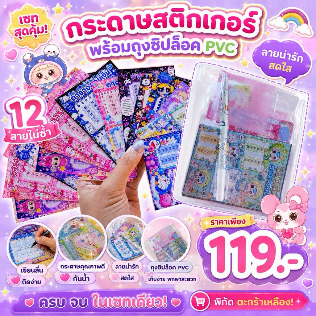 เซทตารางออม12เดือน มีถุงซิบล็อค v.2