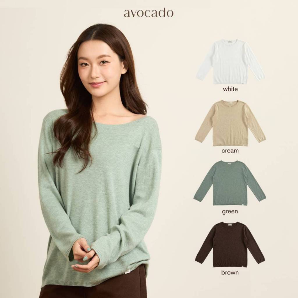 avocado - Loose-Lie Knit Tops เสื้อแขนยาวเนื้อผ้าเบา ๆ ใส่ง่าย แมตช์ได้หลายลุค