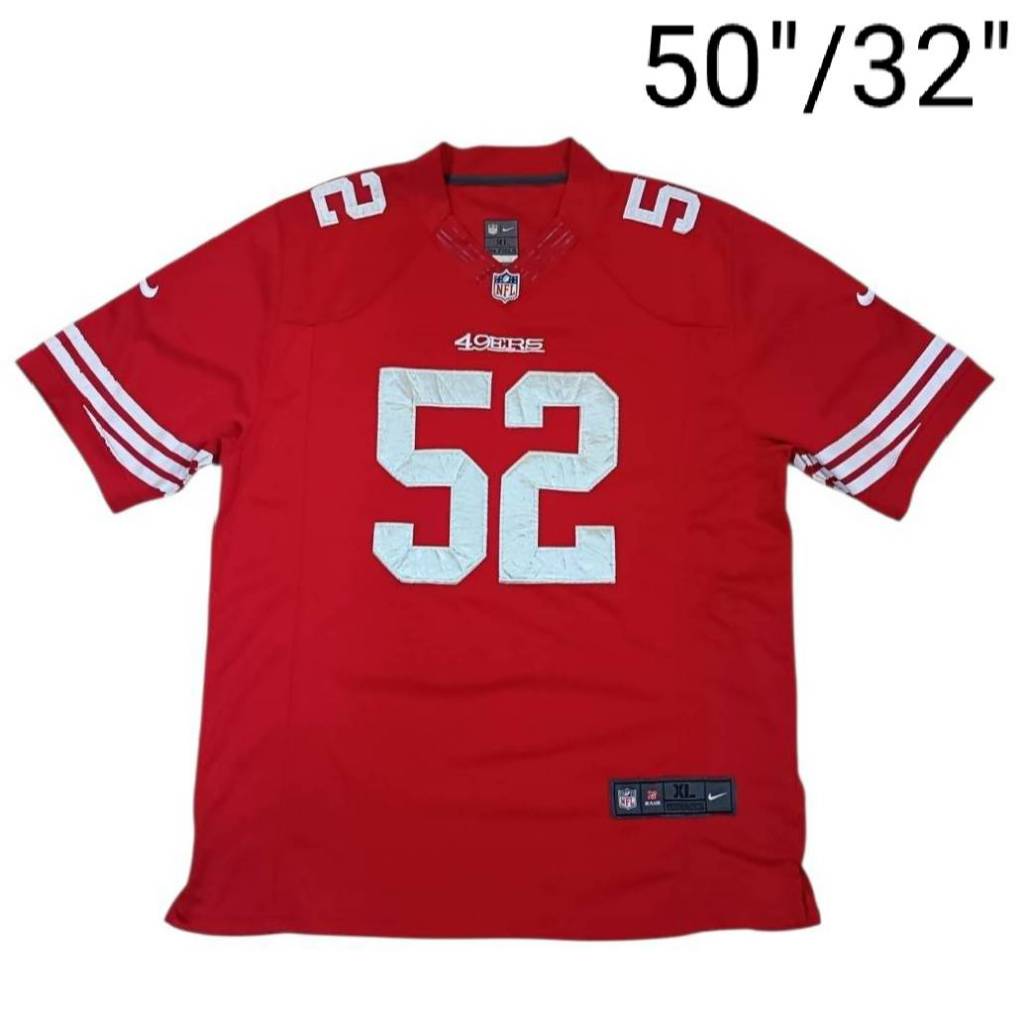 เสื้ออเมริกันฟุตบอล San Francisco 49ers Patrick WILLIS#52 ป้ายคอไซส์ XL มือสอง มีตำหนิภาพสุดท้าย อกห
