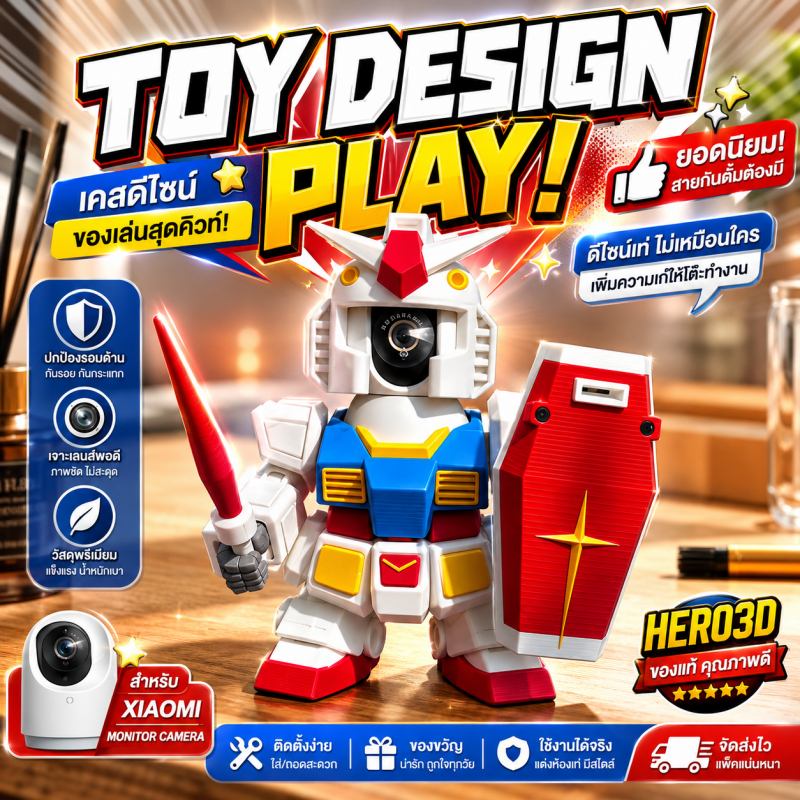 Hero3D ปลอกตกแต่งสําหรับกล้องเฝ้าระวัง Gundam Zhagu Skin เครื่องประดับเฟอร์นิเจอร์ เหมาะสําหรับกล้องเฝ้าระวัง Xiaomi
