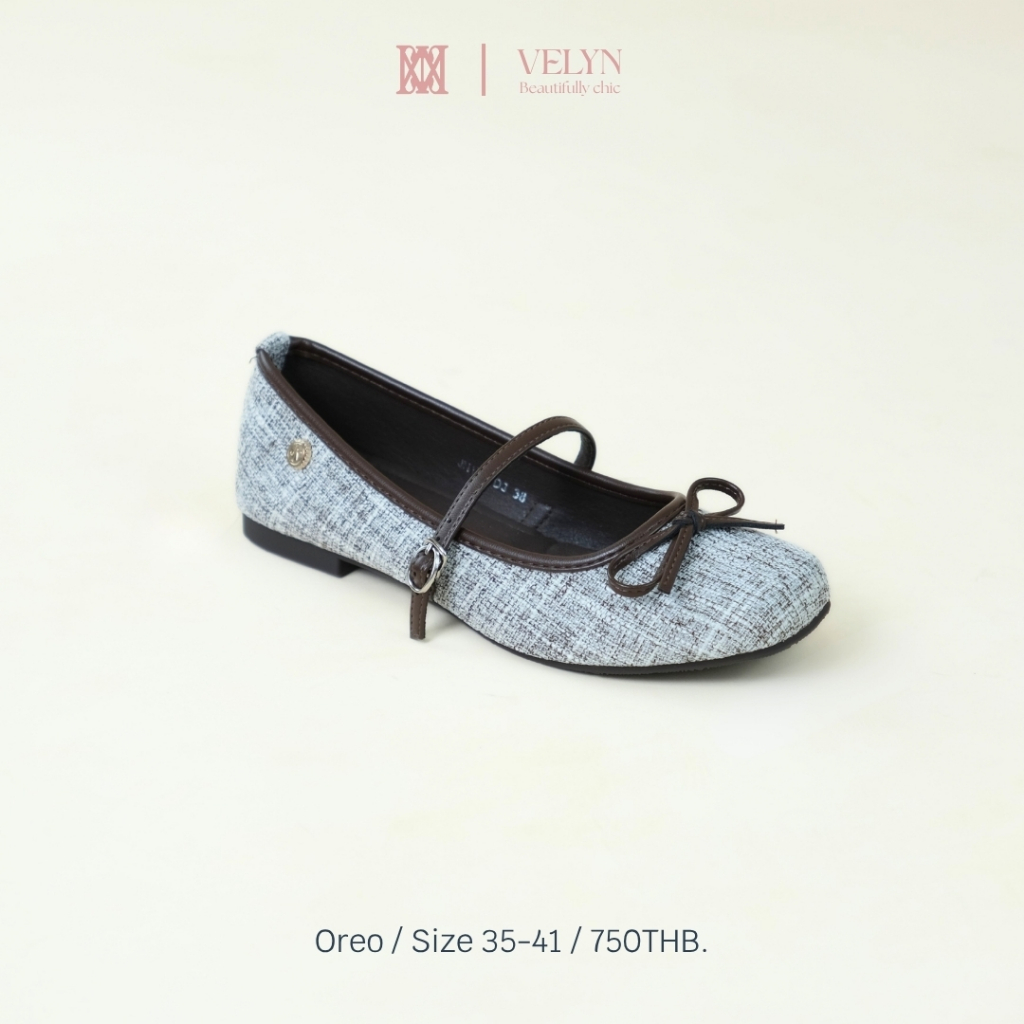 iamJinny JN177 รุ่น Velyn Mary Jane สีโอรีโอ้
