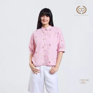 C&D Komohana Stripe Collection เสื้อปักผู้หญิง เสื้อลายปักดอกไม้ คอตตอน สไตล์ญี่ปุ่น