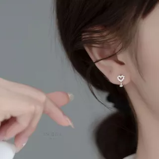 ESCOBAL ตุ้มหูเงินแท้ Diamond Love ต่ต่างหูแฟชั่น ต่างหูผู้หญิง ตุ้มหูเพชร ตุ้มหูเงิน ต่างหูนำโชค