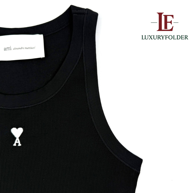 Ami Paris De Coeur TANKTOP Shirts รุ่น FTP811 สี Black มี QR แสกนเช็คของแท้ได้ทุกตัวค่า ของแท้ 100%