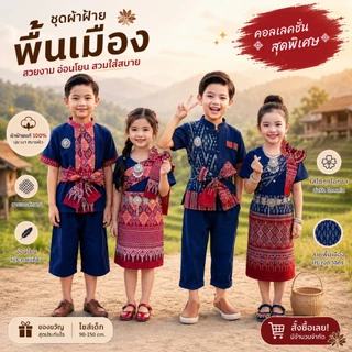 ชุดไทยเด็ก ล้านนา ชุดผ้าฝ้ายพื้นเมือง เนื้อนุ่ม ตัดเย็บเนี๊ยบ มีทั้งของเด็กชายและหญิง มี6ไซส์ สำหรับเด็กหนัก 10-40 kg