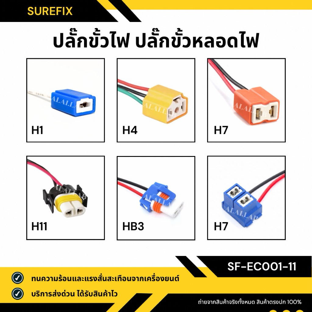 ปลั๊กขั้วหลอดไฟรถยนต์/connector สำหรับเชื่อมกับหลอดไฟหน้ารถยนต์ (เฉพาะปลัั๊ก) H1,H4,H7,H11,HB3
