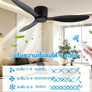 GOGEOUS พัดลมเพดาน 52 นิ้ว พัดลมห้องนอน/ห้องนั่งเล่น มอเตอร์ DC ปรับแรงลมได้ 6 ระดับ ลมแรงมาก เงียบ ฟังก์ชันตั้งเวลา