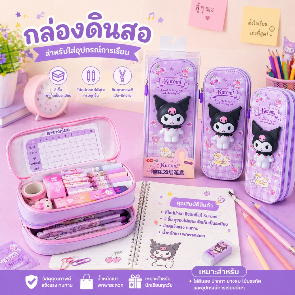 กล่องดินสอน่ารัก กล่องดินสอ  สกุชชี่นุ่มนิ่ม 3D สุดน่ารัก มีแบบชั้นเดียว แบบ 2 ชั้น