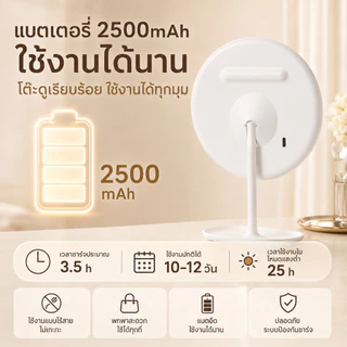 Reflexe กระจกแต่งหน้าพร้อมไฟ LED แบบพกพา ไฟ3สี HD ปรับมุมได้ถึง 90 องศา ชาร์จUSB