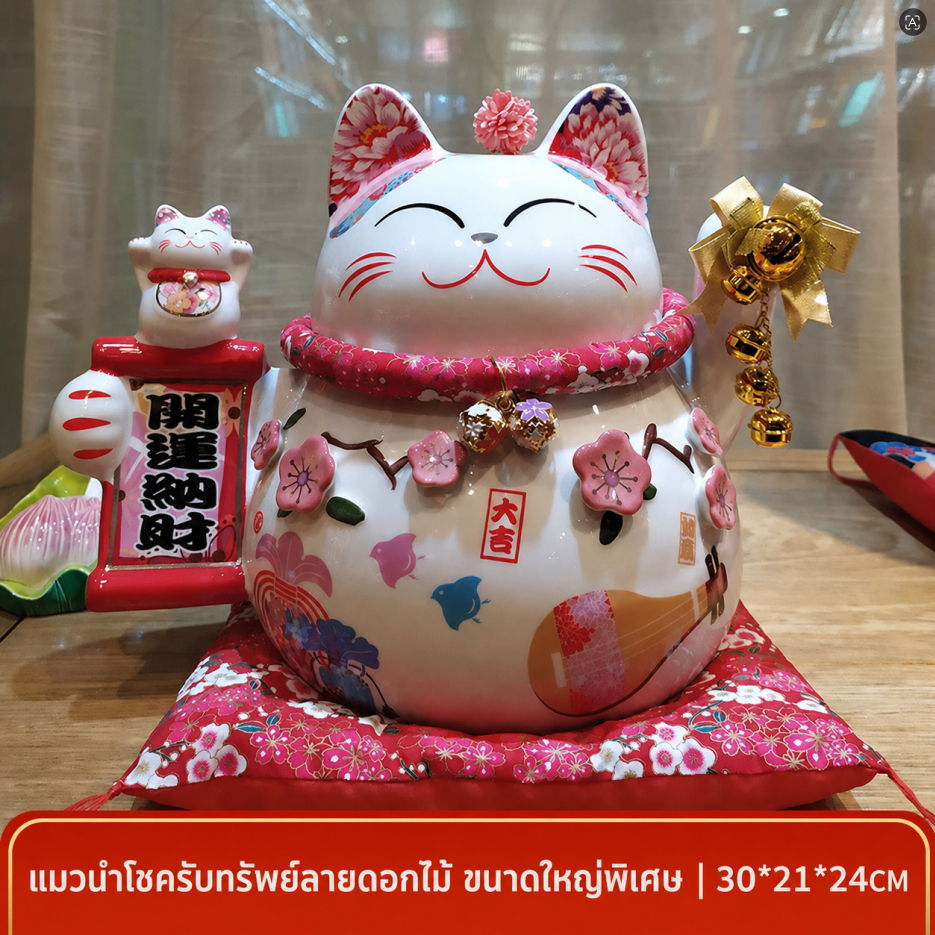 Fuyuan Cat Lucky Cat Piggy Bank 10 นิ้วเซรามิค Piggy Bank เปิดของขวัญส่งเสริมการขาย Lucky Cat