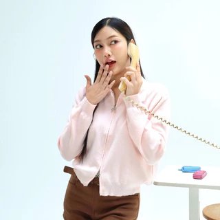 JARINYA (S-L) เสื้อไหมพรมคอปก 2 ซิป แต่งอะไหล่ JY