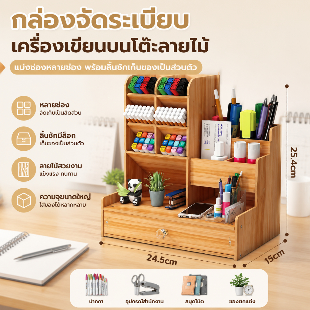 ส่งใน24ชม กล่องจัดระเบียบโต๊ะ เก็บปากกา เครื่องเขียน อเนกประสงค์ จัดเก็บบ้าน Gadget Storage Holder