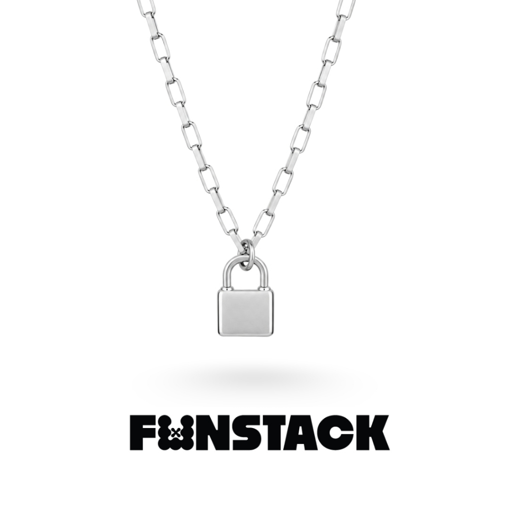 FUNSTACK สร้อยคอ All Day Stack Love Lock Charm Silver Stainless Steel
