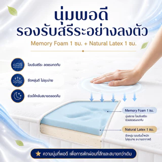 ที่นอนสปริงเสริมยางพารา ที่นอนพ็อกเก็ตสปริง หนา 8 นิ้ว รองรับกระดูกสันหลัง บรรเทาปวดหลัง สัมผัสโรงแรม 5 ดาว