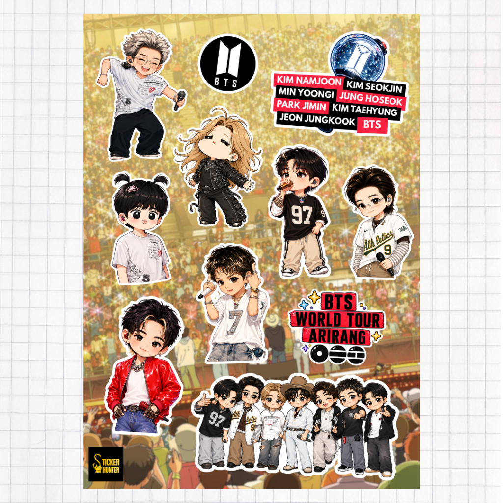 สติ๊กเกอร์บีทีเอส_BTS_BTS World Tour [Fan Made]_ สติ๊กเกอร์บังทัน_ไดคัท กันน้ำ ขนาดA6