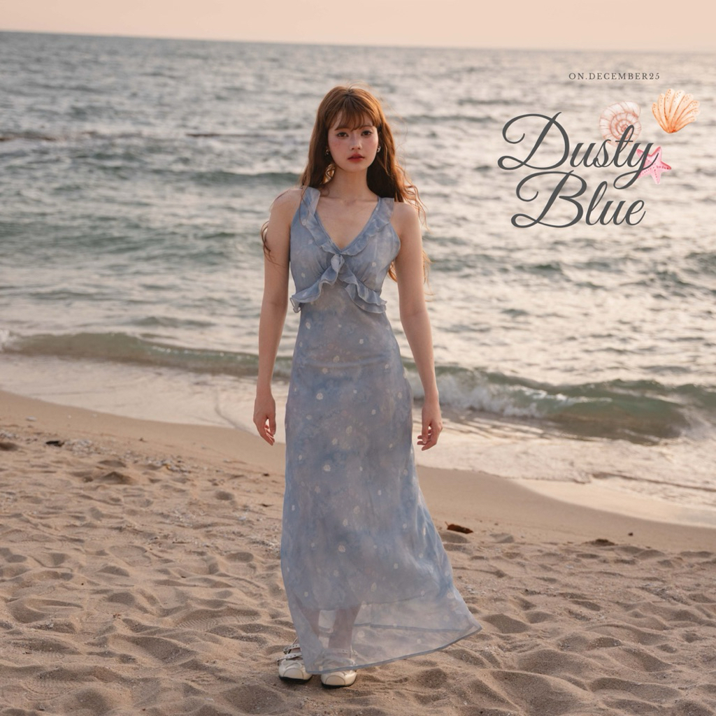 on.december25 ชุดเดรส Dusty blue