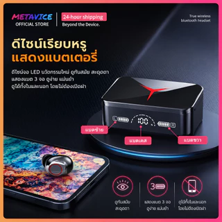 Metavice หูฟังเกมมิ่งไร้สาย Bluetooth ENC Low Latency เสียง HiFi Stereo พร้อมจอ LED Touch Control ME035