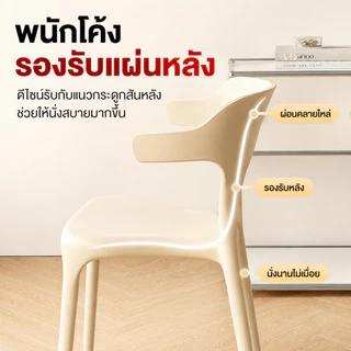 LP เก้าอี้ เก้าอี้พลาสติก มีพนักพิง ไม่ต้องต่อประกอบ รับได้ 400 กิโลกรัม ประหยัดพื้นที่