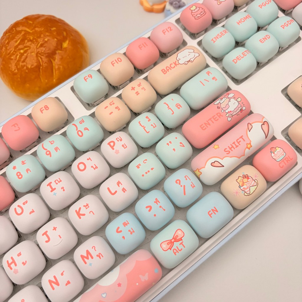 FURYCUBE คีย์แคป Marshmallow Thai 110 ปุ่ม คีย์แคป DIY MOG Profile สำหรับคีย์บอร์ดเชิงกล