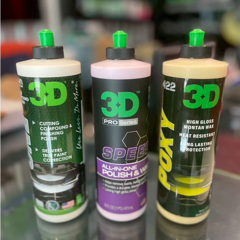 3D แพค 3 ขวด ขนาด 16oz 3D ONE+ 3D SPEED+ 3D POXY น้ำยาขัดเคลือบสีรถระดับพรีเมี่ยมความเงาระดับ World Class นำเข้าจาก USA