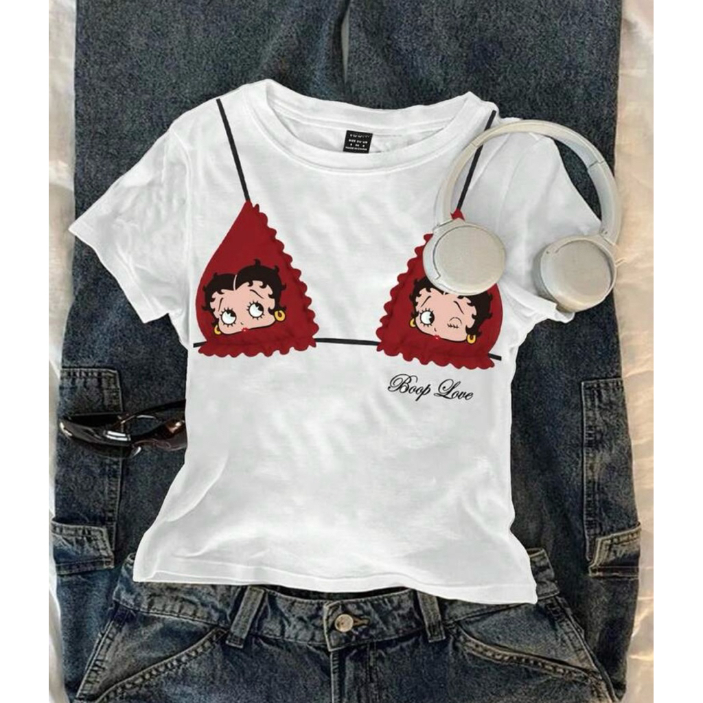 (พร้อมส่ง) เสื้อยืดเบ็ตตี้น่ารัก เนื้อผ้านิ่ม ใส่กับยีนส์เก๋ๆ
