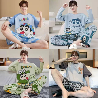 ส่งมอบทันที， ที่ส่งมาจากประเทศไทย，M-4XL，ชุดนอนผู้ชาย， ผ้าฝ้ายเนื้อนุ่ม， ลายการ์ตูน，หลากหลายรูปแบบ， ขาสั้น+เสื้อยืด