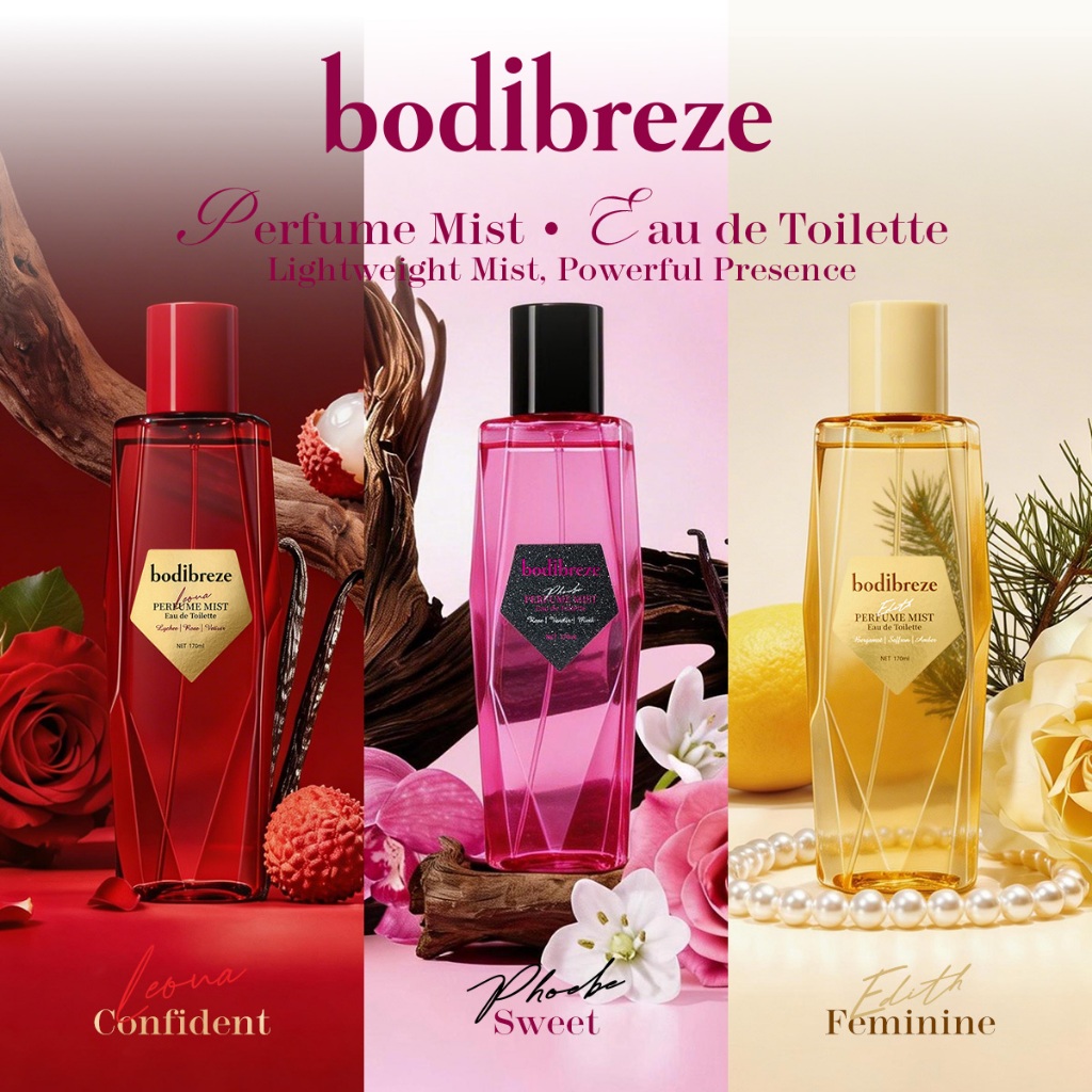 Bodibreze Perfume Mist 170ml | Minyak Wangi Wanita & Unisex Tahan Lama LEONA Floral Leci Mawar Wangi Terasa
