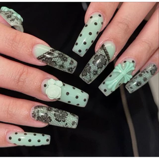 Chrome🖤 Cross nail set (ส่งด่วนจะได้รอบส่งวันถัดไป เนื่องจากเป็นสินค้าทำใหม่ทุกชิ้นครับ)