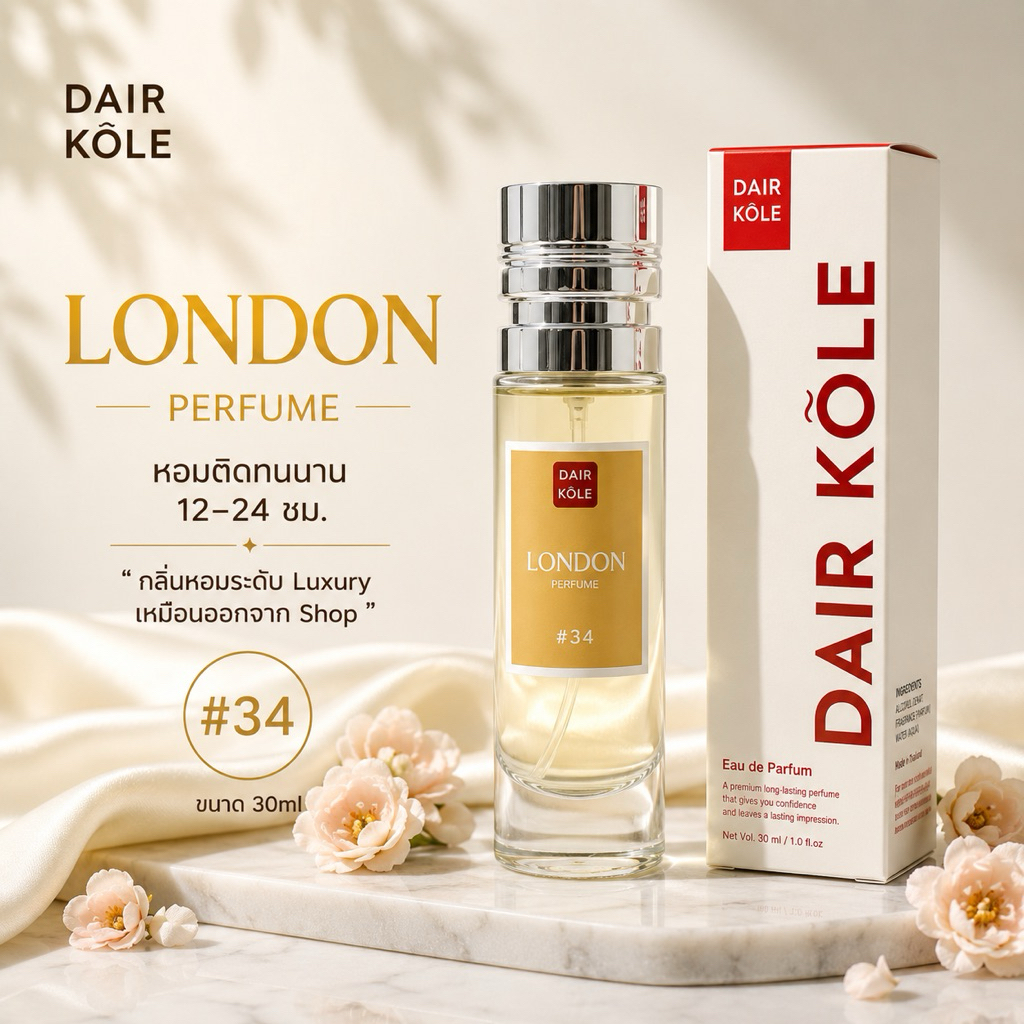 🔥กลิ่นShopแท้🔥น้ำหอมDAIR KOLE #34 (เบอร์)ลอนดอนB.LD ติดทน12-24ชม. #น้ำหอมผู้หญิง #น้ำหอม #ติดทนนาน #ติดทน #DKPEFUME #D