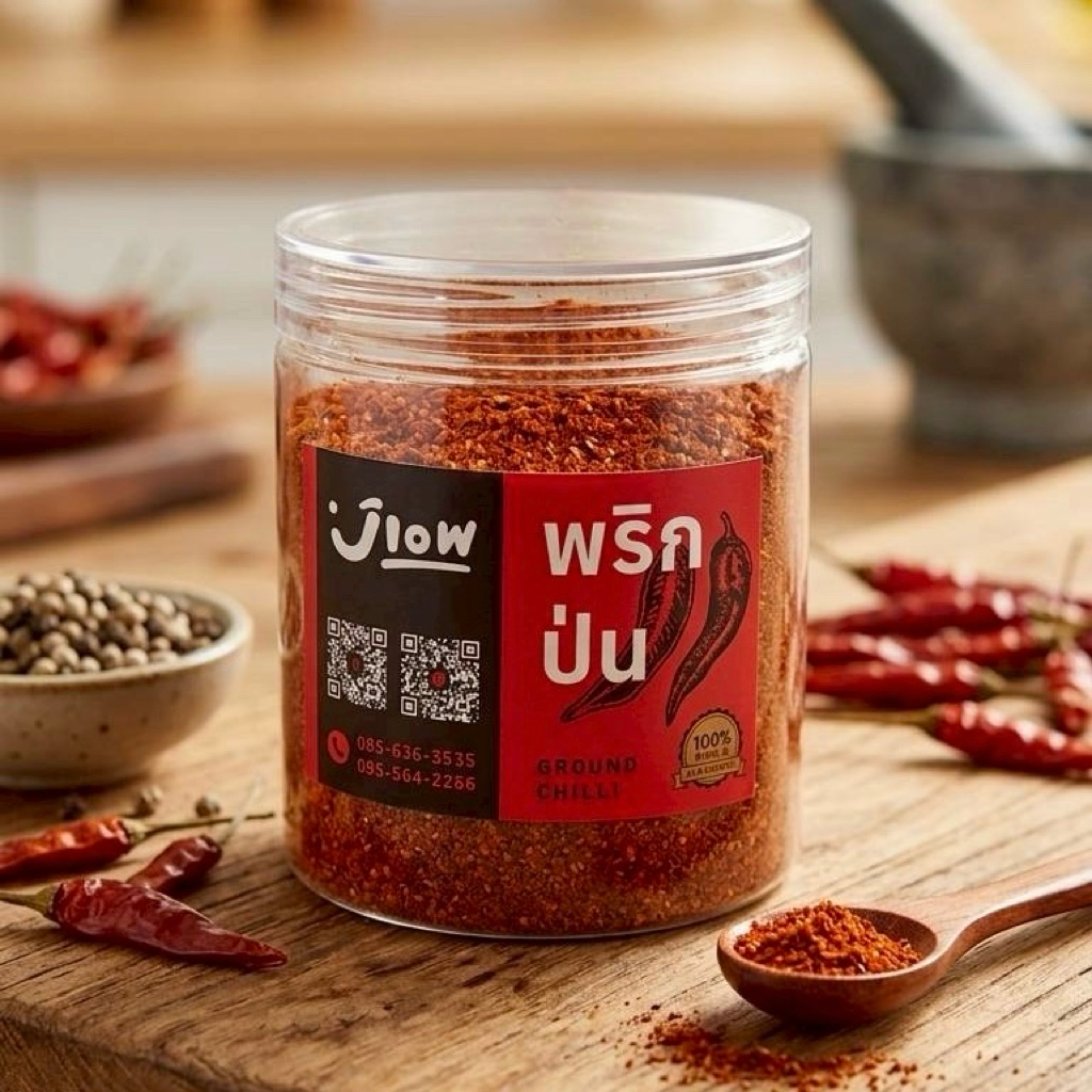พริกป่น พริกคั่วป่น พริกจินดาล้วน 100% ไม่มีก้าน (คั่วใหม่ หอม ผลิตตาม Order)