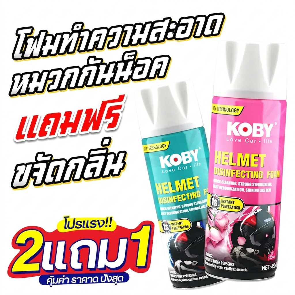 รีวิว KOBY โฟมทำความสะอาดหมวกกันน็อค: บอกลาหมวกเหม็นอับ! 🌬️