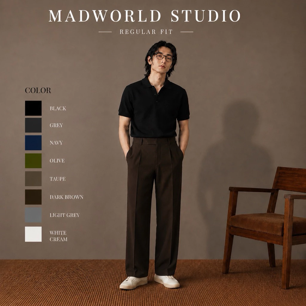 MADWORLD STUDIO / REGULAR FIT TROUSERS กางเกงทรงกระบอกตรงเอวสูง