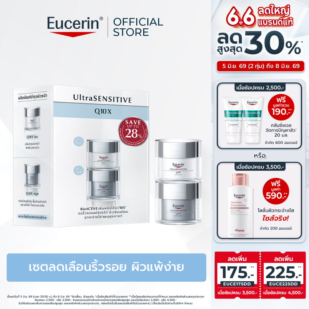 Eucerin UltraSENSITIVE Q10X SET เซตลดเลือนริ้วรอย ผิวแพ้ง่าย