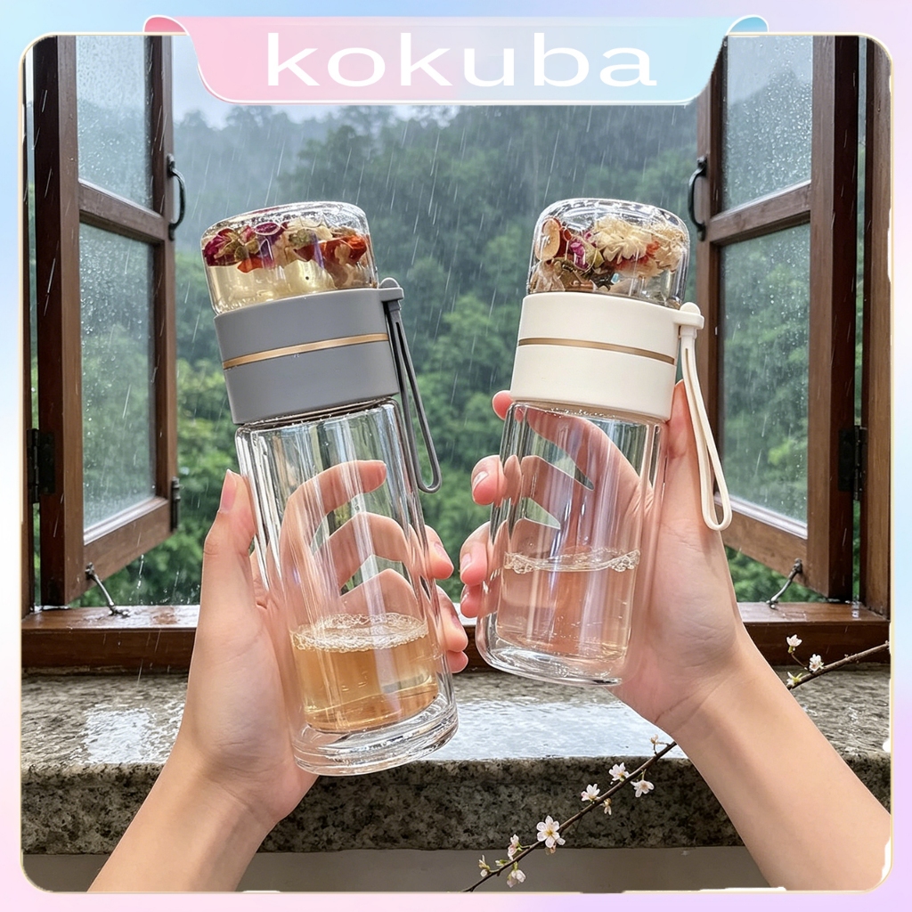 450ML ขวดแก้วกรองชา แก้วชงชา ทนความร้อน แบบพกพา ขวดน้ํา กระบอกน้ํา กระติกน้ำ KoKuBa