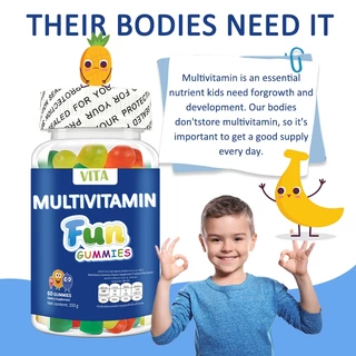 VITA วิตามินรวมเด็กกัมมี่ อาหารเสริม เพิ่มความสูงเด็ก เสริมภูมิคุ้มกัน Multivitamin VitaminABCDE Supplement 60Gummies