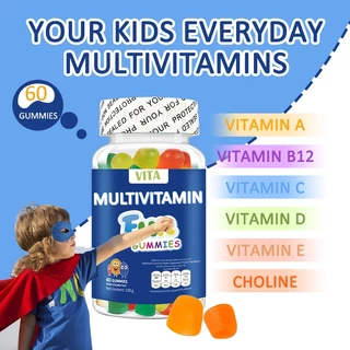 VITA วิตามินรวมเด็กกัมมี่ อาหารเสริม เพิ่มความสูงเด็ก เสริมภูมิคุ้มกัน Multivitamin VitaminABCDE Supplement 60Gummies